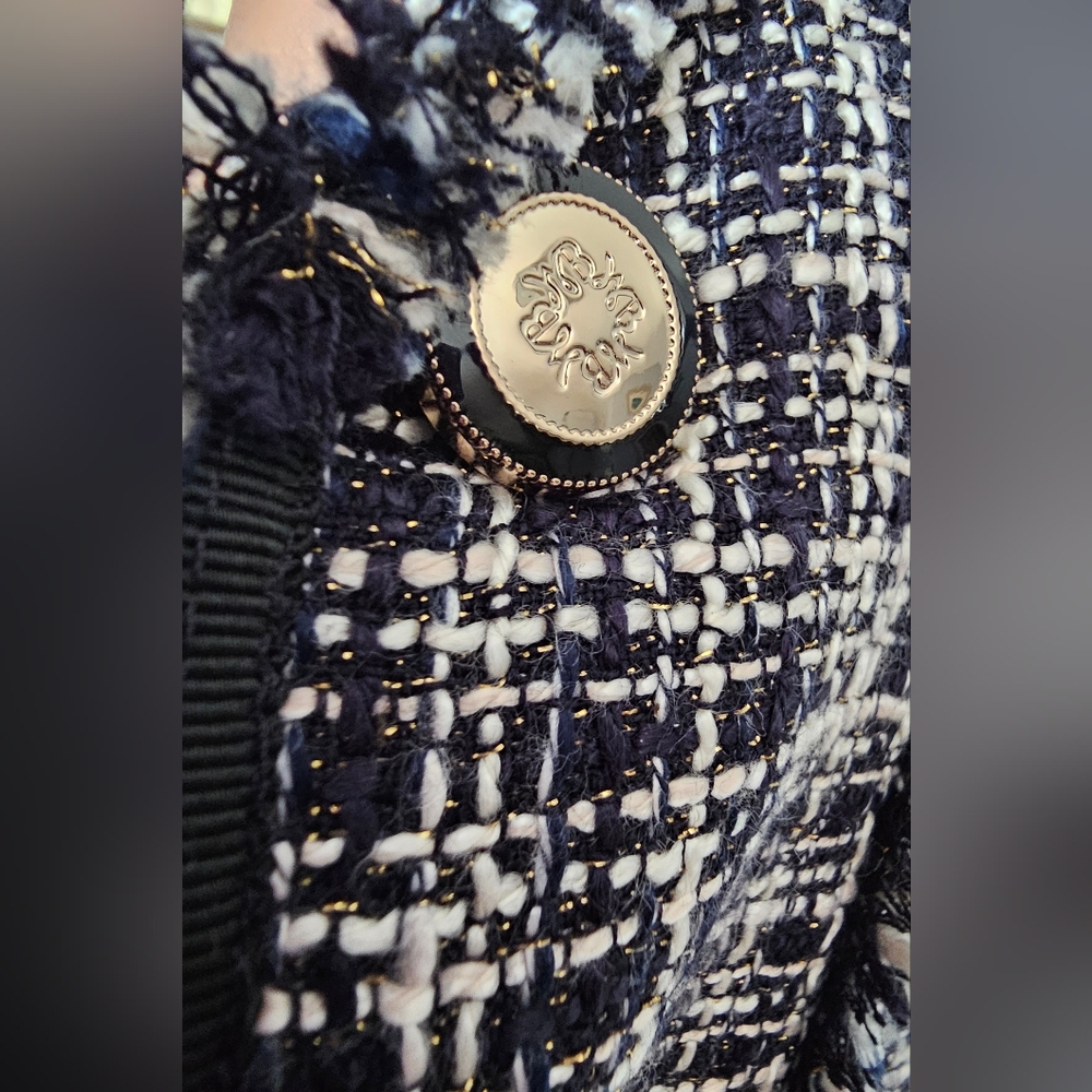 WHBM Navy W/White Tweed Blazer Sz 8 - Picture 2 of 9